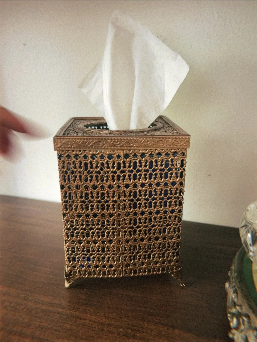 Ornate Gold Tissue Box Cover - Decorative Home Bath Accent